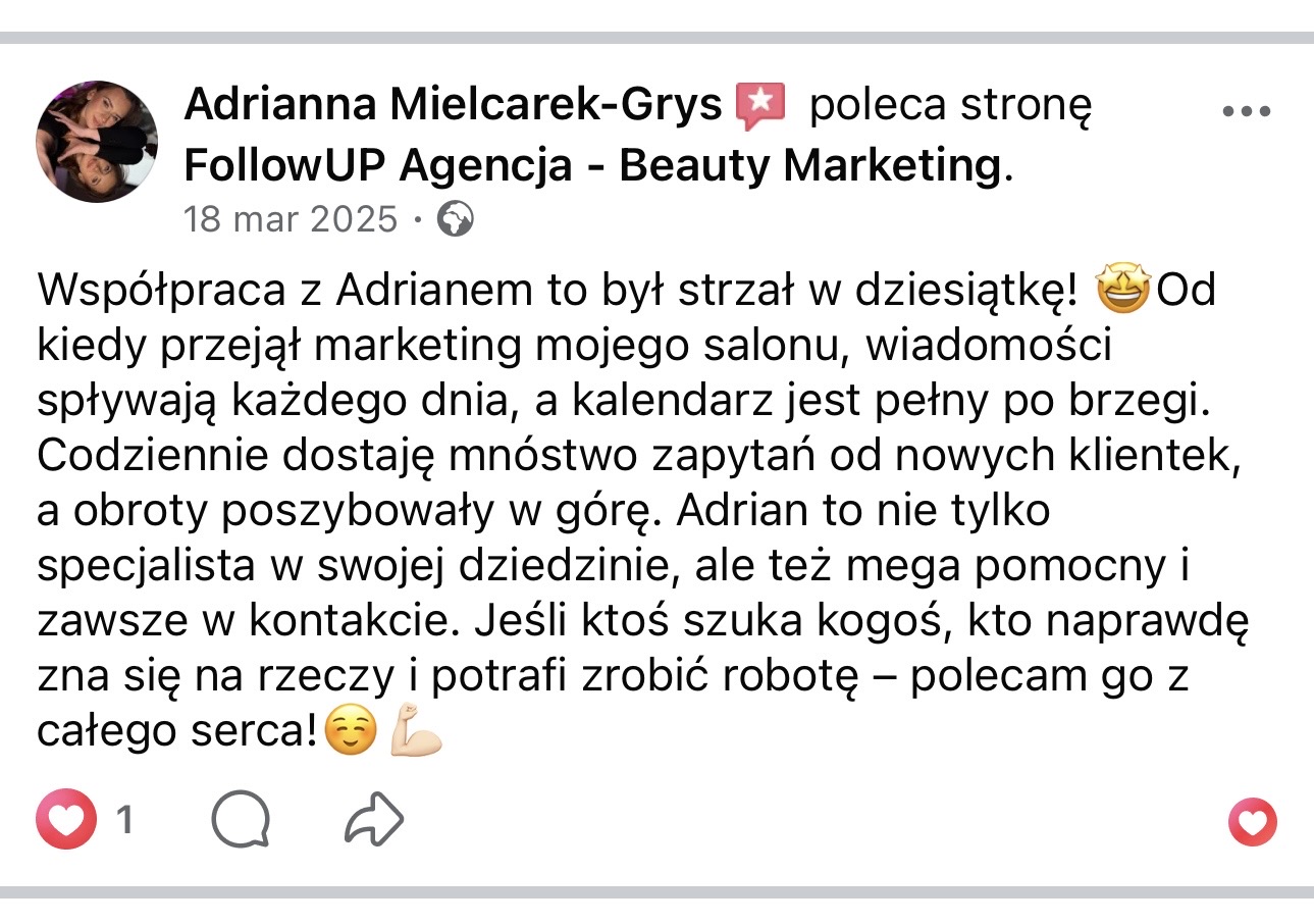 Opinia Adrianny Mielcarek-Grys o współpracy z FollowUP