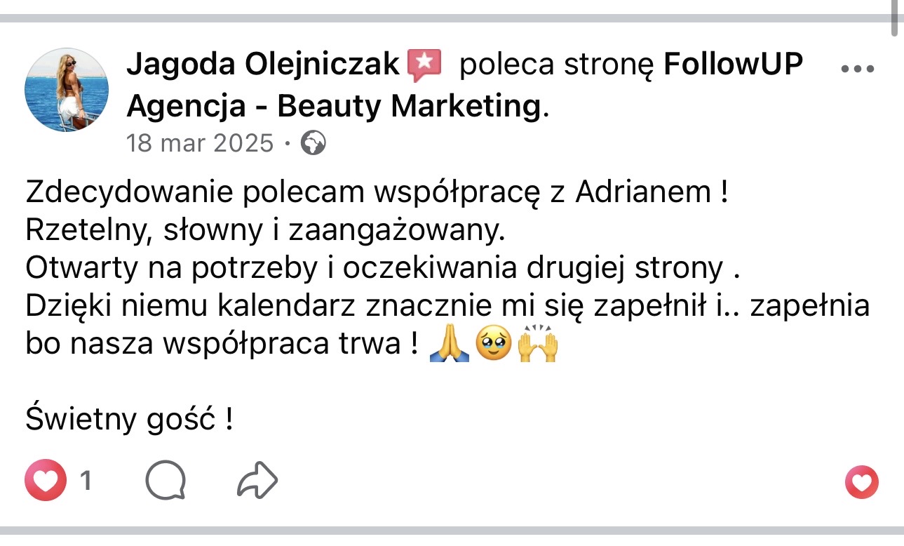 Opinia Jagody Olejniczak o współpracy z FollowUP